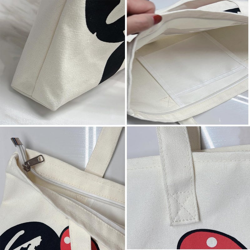 Charmory Cute Tote Bag gift bag Party favor for Women, Reusable Canvas Tote Bag for Work Beach Travel with Zipper and Inner Pocket - Image 2